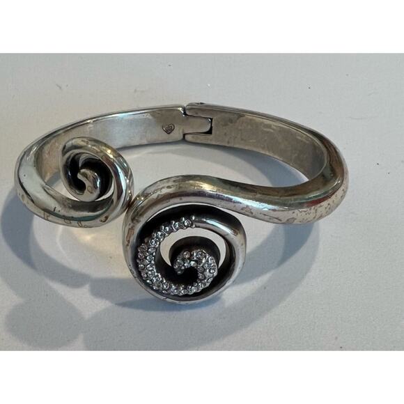 Brighton Silver Tone and Clear Rhinestone Bangle Hinge Bracelet! Retired - Picture 6 of 6